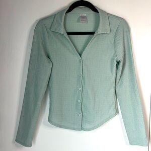 Mint green long sleeve button shirt size medium